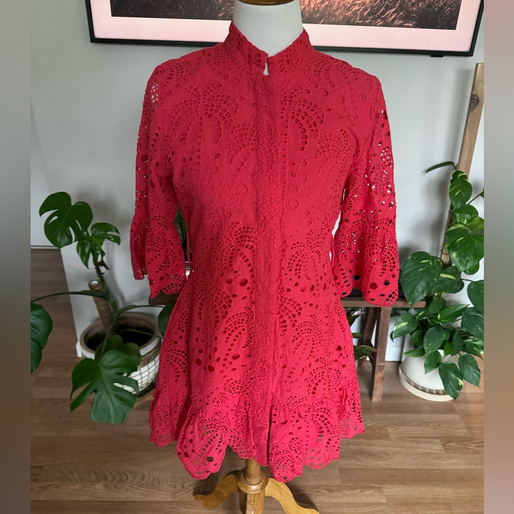 FARM Rio Red Lace Mini Dress - Picture 5 of 6